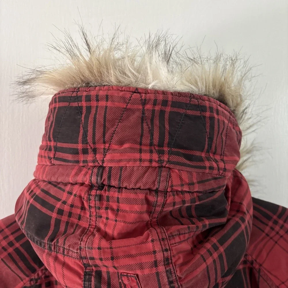Polo Ralph Lauren Mens Fur Hooded Down Parka Jacket Black Sz XL  Red And Black